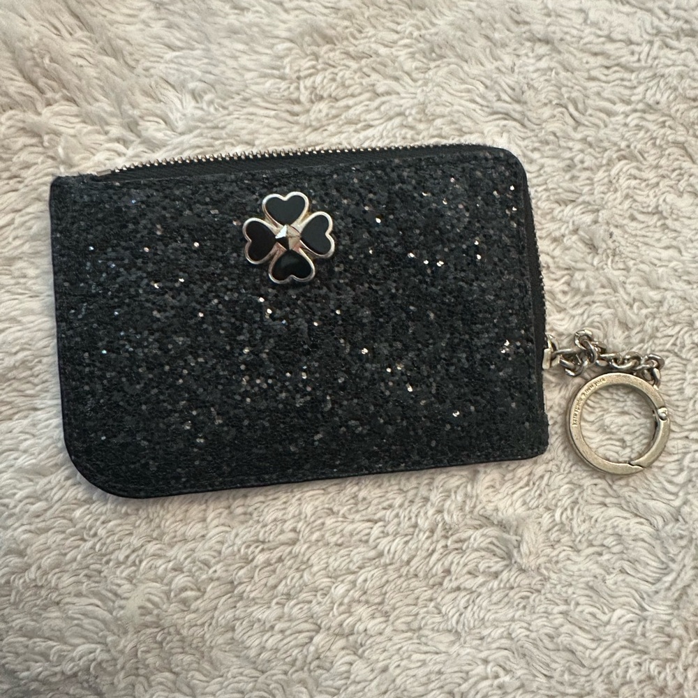 Black Glitter Card Holder with Keychain